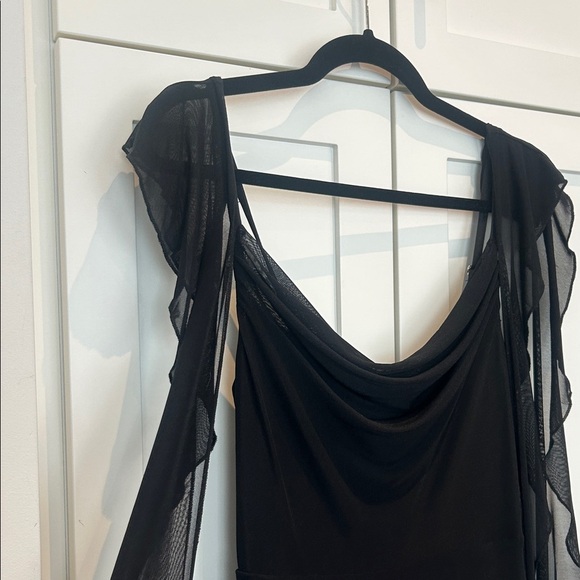 Pretty Garden Black Ruffle Bodycon Maxi Cocktail Sleeveless Dress Size S NWT - Picture 3 of 16